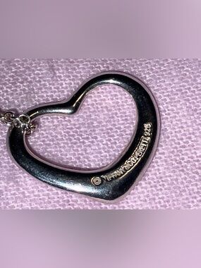 Tiffany Co Elsa Peretti Open Heart Necklace 925 Silver Large Preloved Pouch
